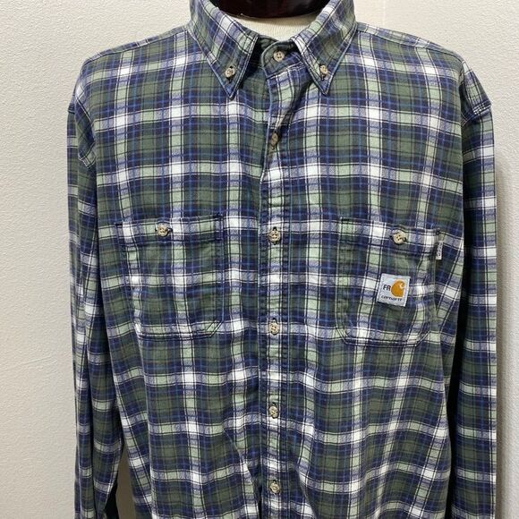 Carhartt Big & Tall Flame Resistant Classic Plaid Long Sleeve Shirt Size 2XL T - Picture 3 of 8